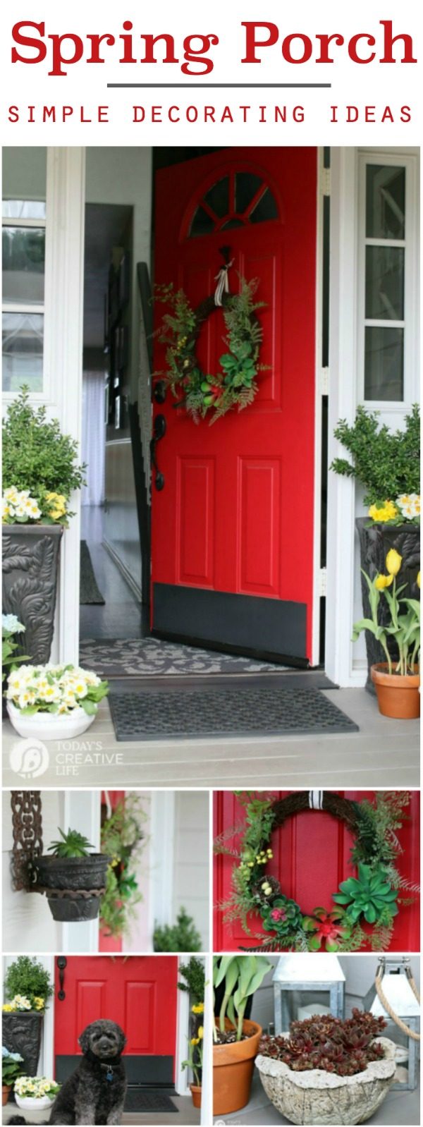 Front Porch Ideas | Decorating your porch for Spring. Small front porch simple DIY decorating ideas for spring. TodaysCreativeLife.com