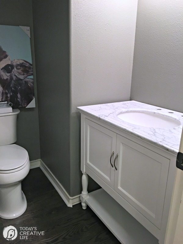 Powder Room Vanity Ideas | Installing a bathroom vanity - TodaysCreativelife.com