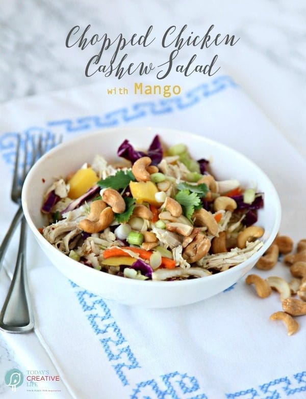 Mango Chicken Salad with Chicken in a bowl.