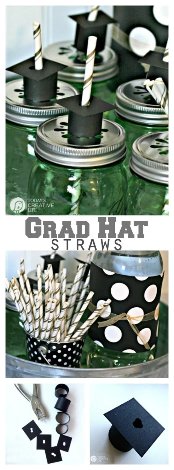 titled photo (and shown): Graduation hat drinking straws