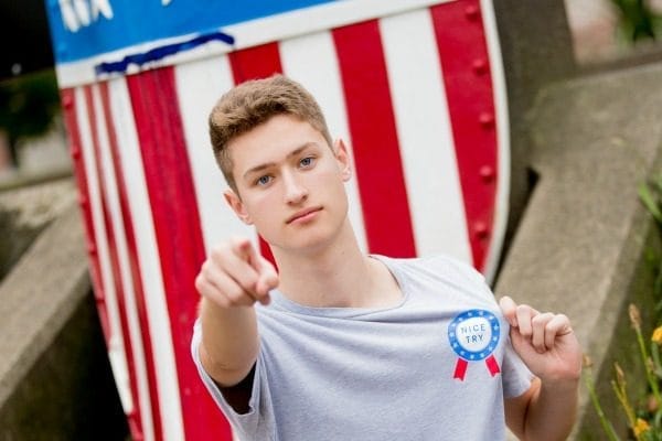 high school student at his graduation party