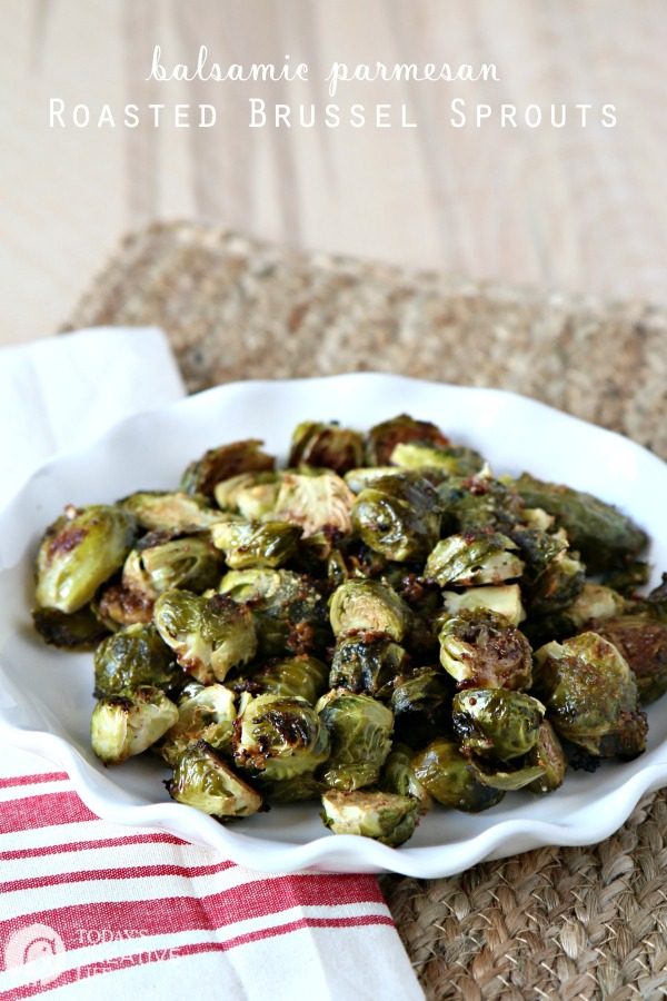 Roasted Brussel Sprouts with Parmesan and Balsamic Recipe | topped with a balsamic glaze gives this recipe that delicious taste. Great for holiday or every day side dish. Click the photo for the recipe. TodaysCreativeLife.com 