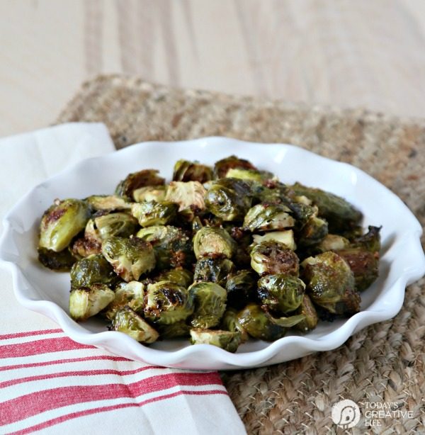 Roasted Brussel Sprouts with Parmesan and Balsamic Recipe | topped with a balsamic glaze gives this recipe that delicious taste. Great for holiday or every day side dish. Click the photo for the recipe. TodaysCreativeLife.com 
