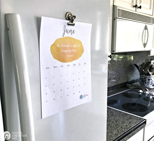 June 2017 Printable Calendar | Free Printable Calendar with quotes and watercolor. Month to month. Grab your download by clicking on the photo. TodaysCreativeLife.com