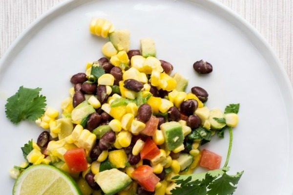 Mexican Black Bean and Corn Salad | Easy Summer Salads and side dish recipes | Fresh Mango, Avocado, tomatoes | WanderSpice.com for TodaysCreativeLife.com