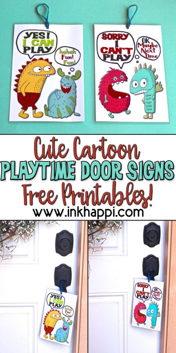 Printable Playtime Door Hanger Signs | Create easy to follow playtime boundaries for the neighbor kids with these free printable Door Hanger Signs | inkhappi.com for TodaysCreativelife.com