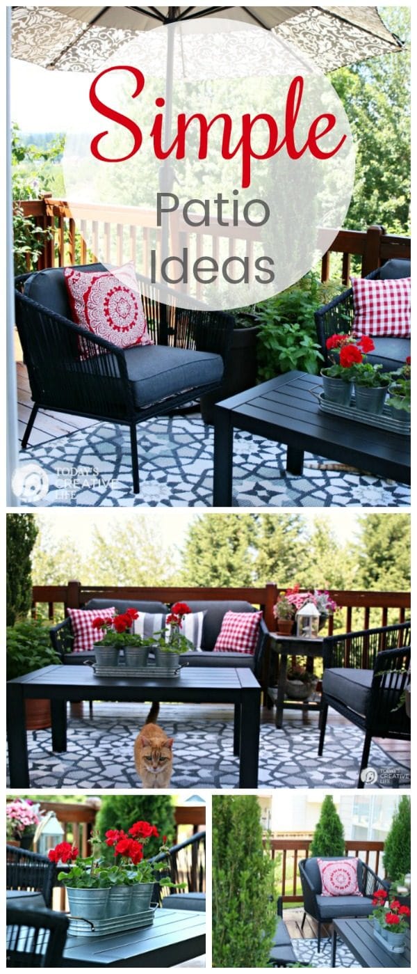 photo collage of small patio decorating ideas