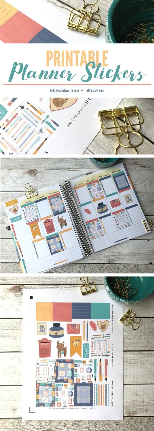 Free Printable Planner Stickers | Organize your life with life planner stickers. Print your own. JulieChats for TodaysCreativeLife.com 