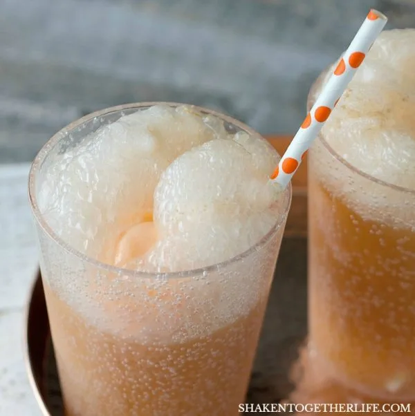 Creamsicle Float Recipe | This float made with Orange Sherbet, Cream Soda and Whipped Cream tastes like summer! Frozen slushy drinks. Easy to make. Shaken Together for TodaysCreativeLife.com