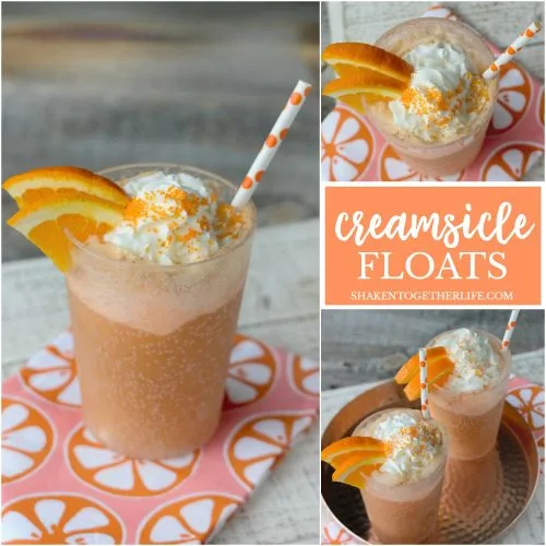 Creamsicle Float Recipe | This float made with Orange Sherbet, Cream Soda and Whipped Cream tastes like summer! Frozen slushy drinks. Easy to make. Shaken Together for TodaysCreativeLife.com