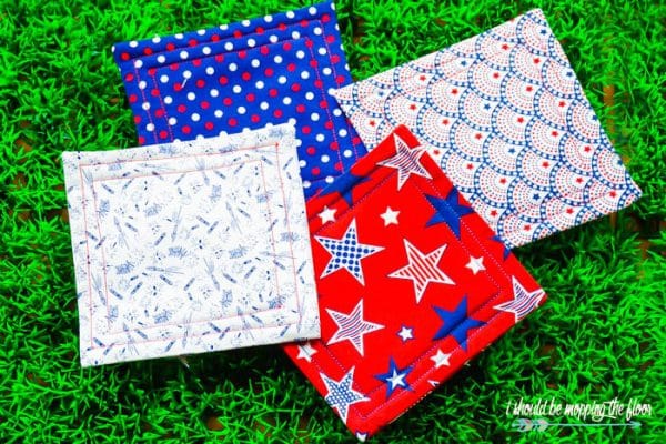 DIY Coasters Step by Step Tutorial | Sewing Craft | How to make patriotic fabric quilted coasters | Red, White and Blue for 4th of July and Memorial Day ideas | I Should Be Mopping the Floor for TodaysCreativeLife.com