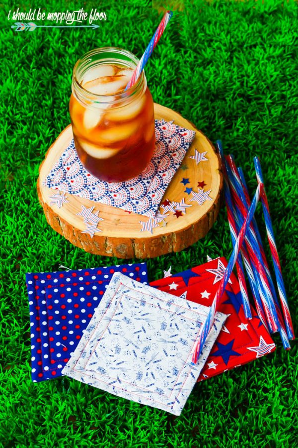 DIY Coasters Step by Step Tutorial | Sewing Craft | How to make patriotic fabric quilted coasters | Red, White and Blue for 4th of July and Memorial Day ideas | I Should Be Mopping the Floor for TodaysCreativeLife.com