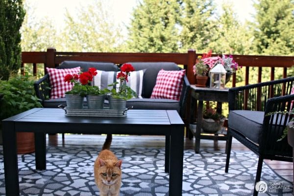 outdoor furniture on a small patio