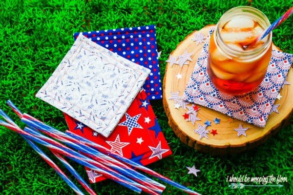 DIY Coasters Step by Step Tutorial | Sewing Craft | How to make patriotic fabric quilted coasters | Red, White and Blue for 4th of July and Memorial Day ideas | I Should Be Mopping the Floor for TodaysCreativeLife.com