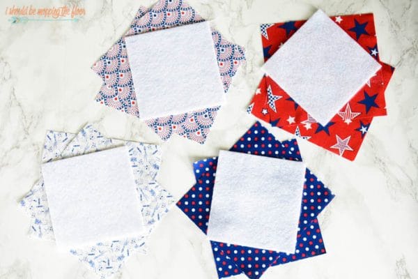 DIY Coasters Step by Step Tutorial | Sewing Craft | How to make patriotic fabric quilted coasters | Red, White and Blue for 4th of July and Memorial Day ideas | I Should Be Mopping the Floor for TodaysCreativeLife.com