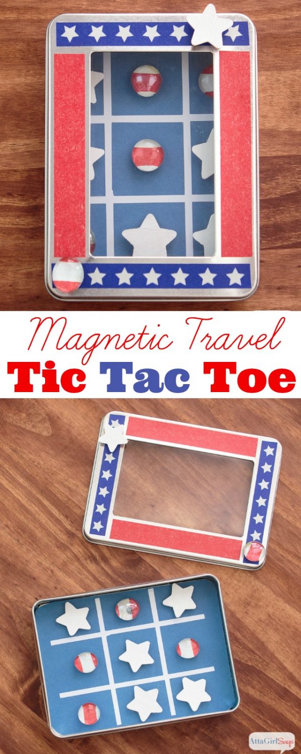 Magnetic Travel Tic Tac Toe Game | DIY Car Games for Kids | Road Trip Games for kids | by Atta Girl Says for TodaysCreativeLife.com