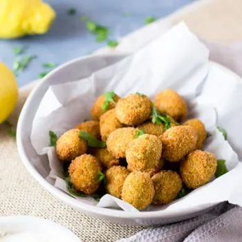 Fried Sausage Stuffed Olives | Finger Foods | Appetizer Recipes | Party Appetizer | Authentic Italian Recipes from The Rustic Kitchen for TodaysCreativeLife.com