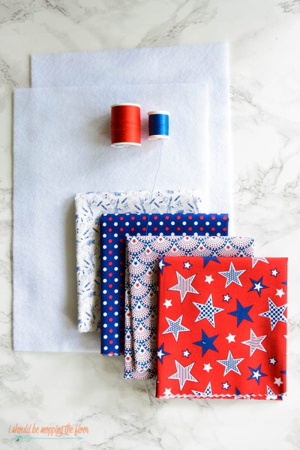 DIY Coasters Step by Step Tutorial | Sewing Craft | How to make patriotic fabric quilted coasters | Red, White and Blue for 4th of July and Memorial Day ideas | I Should Be Mopping the Floor for TodaysCreativeLife.com