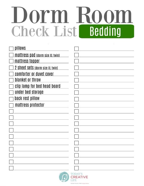 College Packing List | Bedding for Boys | Free Download on TodaysCreativeLife.com