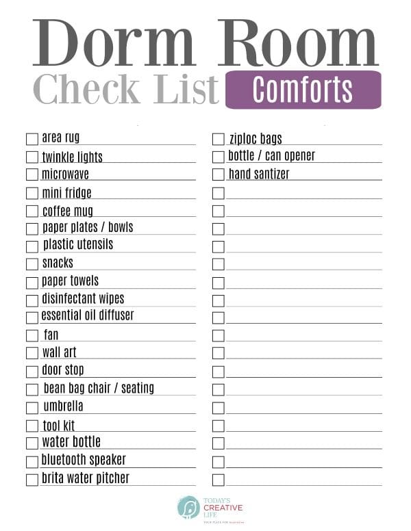 college packing list free printable todays creative life