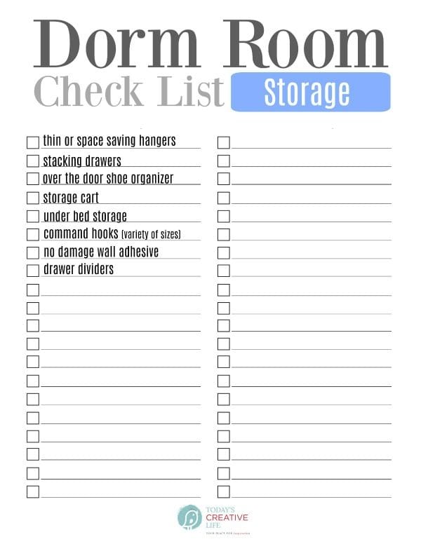 Dorm Room Checklist {free printable! } / 20+ Organized Dorm Room