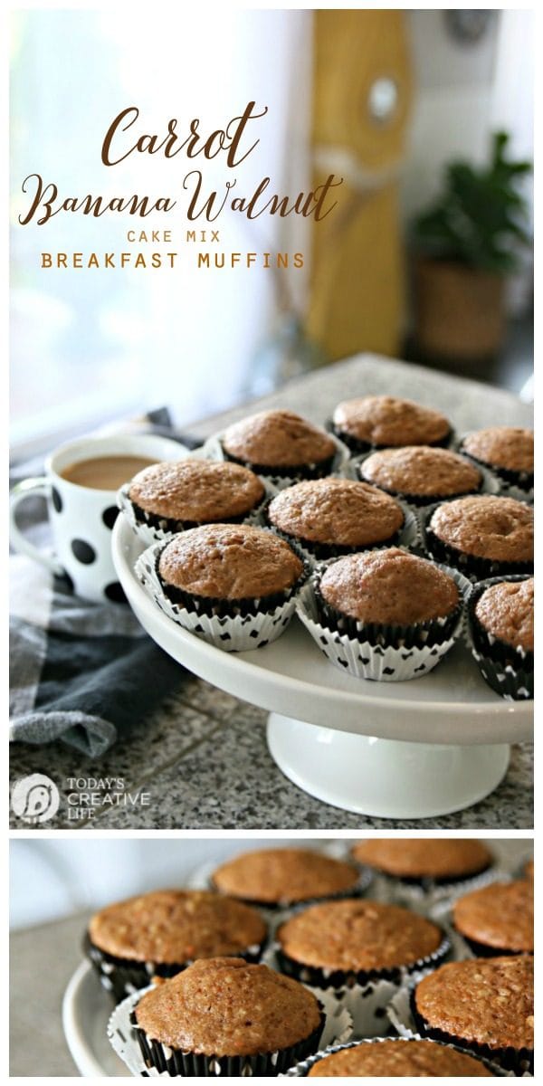 Muffins on a white cake plate