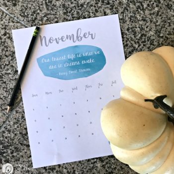 November 2017 Free Printable Calendar | Printable month to month calendar | Get it on TodaysCreativeLife.com