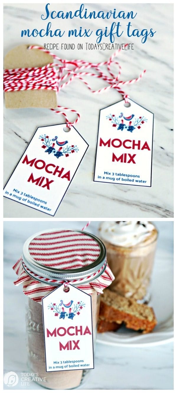 Scandinavian Mocha Mix Gift Tags | Free Printable Tags for homemade mocha mix gift idea. Mocha Mix Recipe also found on TodaysCreativeLife.com 