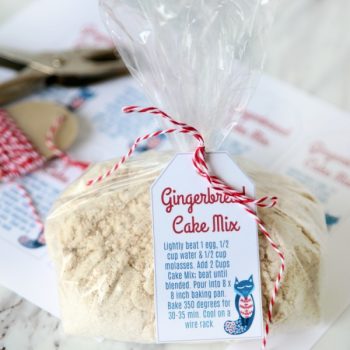 Gingerbread Cake Mix with free printable gift tag for homemade gifts from the kitchen.