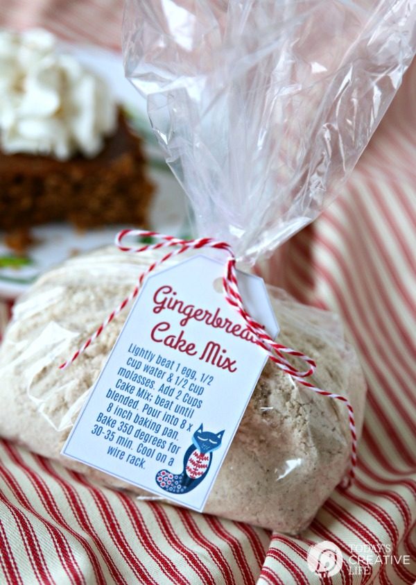 Gingerbread Cake Mix with Printable Instruction gift tag. Free Printables | Homemade Gift Ideas | TodaysCreativeLife.com
