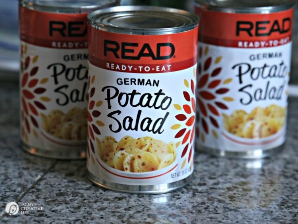 Cheesy German Potato Soup | Cheddar & Gruyere Cheese along with READ German Potato Salad makes the best homemade potato soup! Easy dinner ideas on TodaysCreativeLife.com #ad 