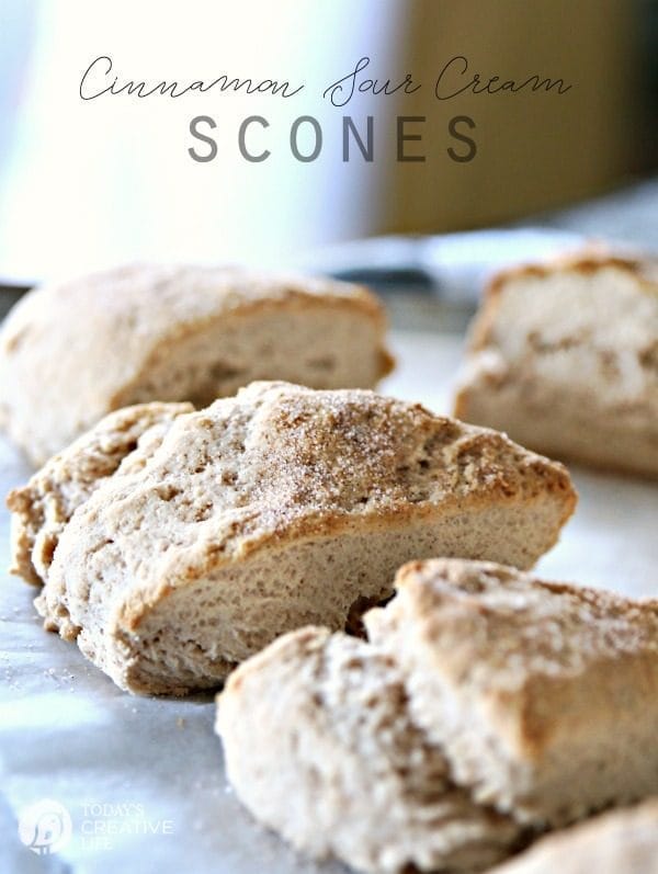 Cinnamon Sugar Sour Cream Scones | Breakfast Scones | Easy to make homemade scones | Brunch Recipes | Easy Baking | TodaysCreativeLife.com