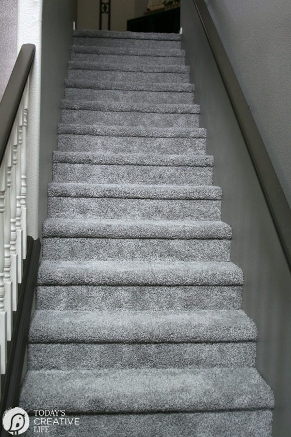 Carpet install for stairs using the Hollywood Method. 