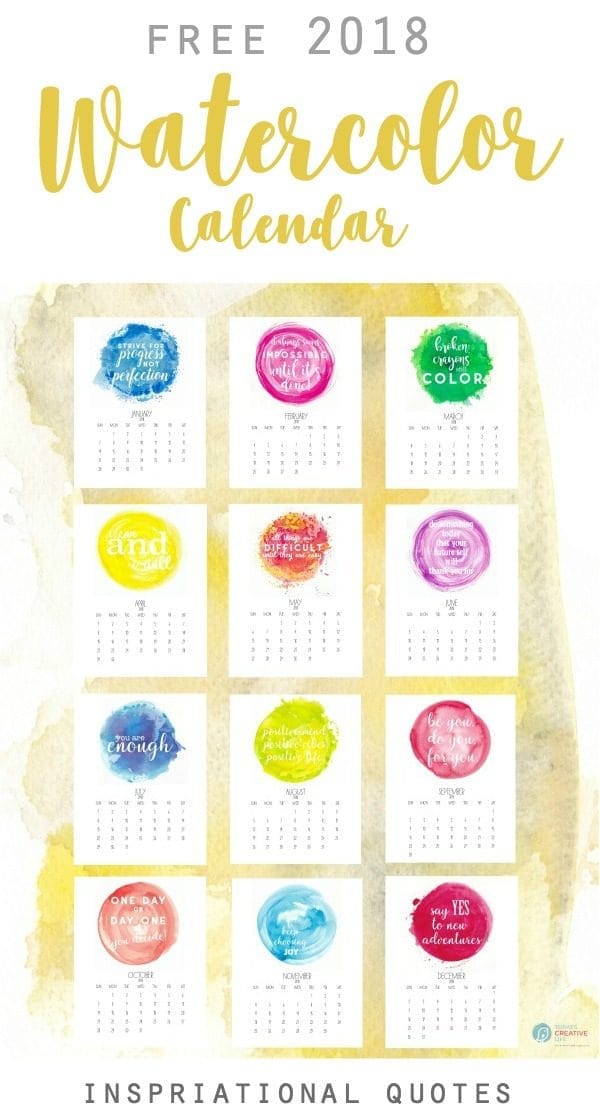 Inspirational Free Printable 2018 Calendar  Todays Creative Life