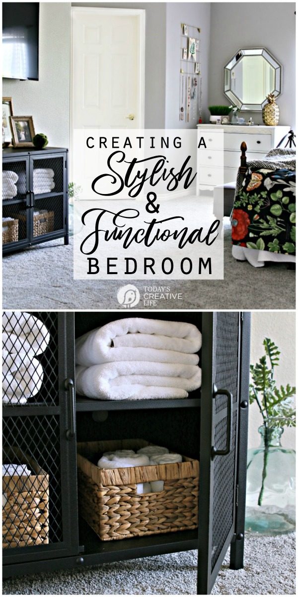 Stylish Functional Bedroom Decor | Practical and Useful ways to decorate your home. Create a beautiful space that's also comfortable! See more on TodaysCreativeLife.com