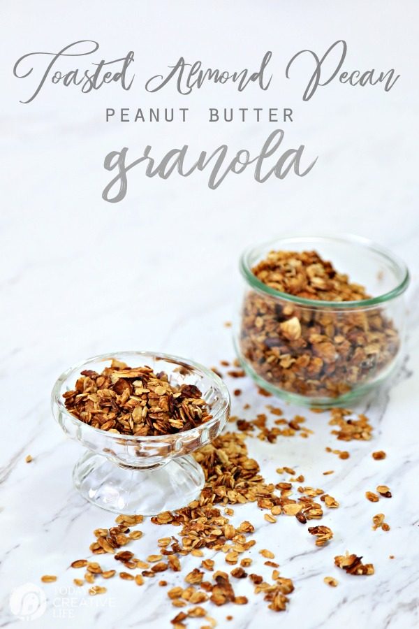 Toasted Almond Pecan Peanut Butter Granola | homemade easy to make granola | TodaysCreativeLife.com