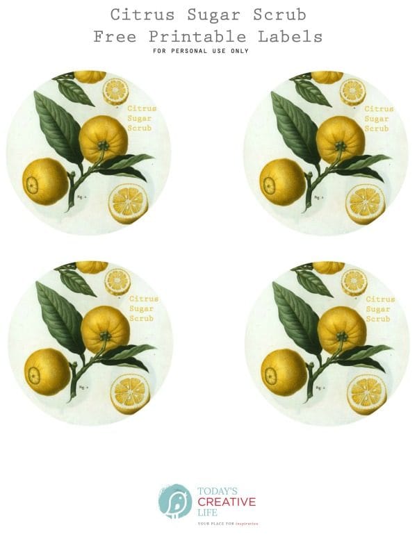 free printable labels for citrus sugar scrub gift containers