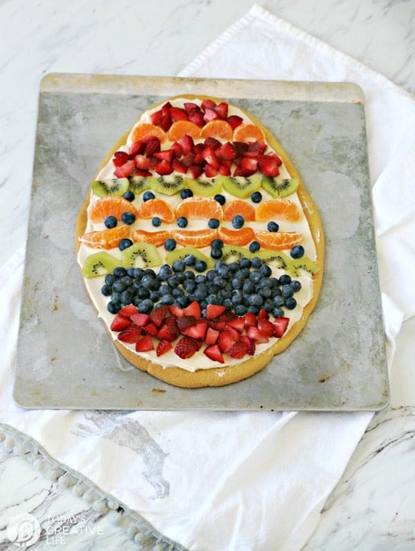 Sugar Cookie Easter Egg Fruit Pizza - Today's Creative Life