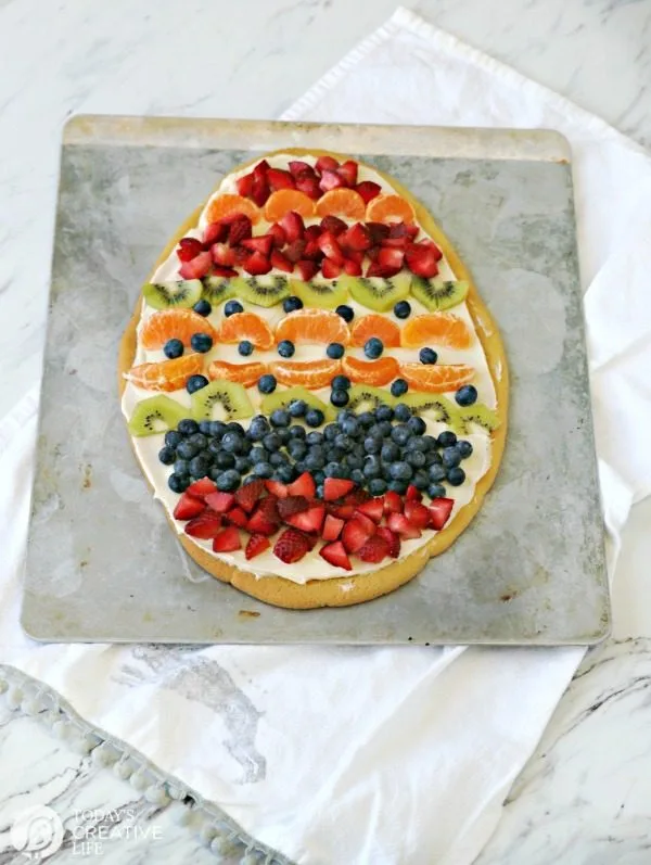 Sugar Cookie Easter Egg Fruit Pizza 