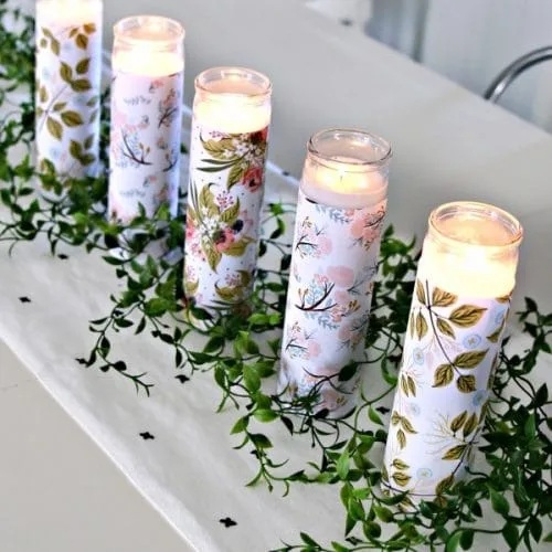 DIY Paper Wrapped Candles Centerpiece | Easy DIY Craft | Home Decor on a budget | Dollar Store Candles | Easy Decorating | TodaysCreativeLife.com