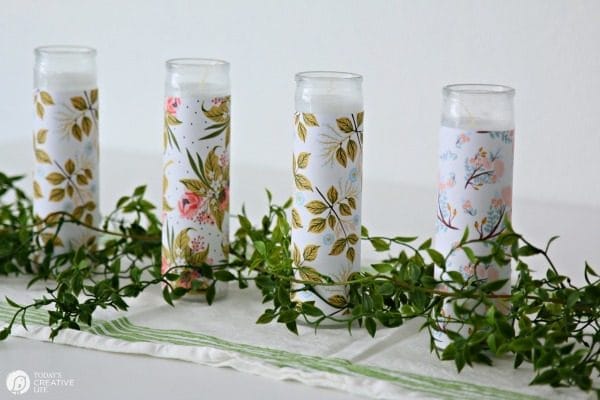 DIY Paper Wrapped Candles Centerpiece | Easy DIY Craft | Home Decor on a budget | Dollar Store Candles | Easy Decorating | TodaysCreativeLife.com