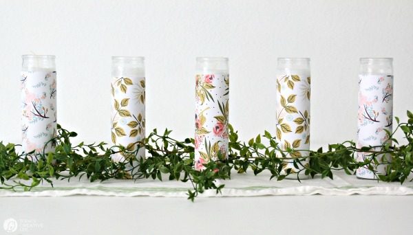 DIY Paper Wrapped Candles Centerpiece | Easy DIY Craft | Home Decor on a budget | Dollar Store Candles | Easy Decorating | TodaysCreativeLife.com
