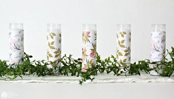 DIY Paper Wrapped Candles Centerpiece | Easy DIY Craft | Home Decor on a budget | Dollar Store Candles | Easy Decorating | TodaysCreativeLife.com