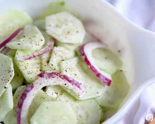 Sour Cream Cucumber and Onion Salad