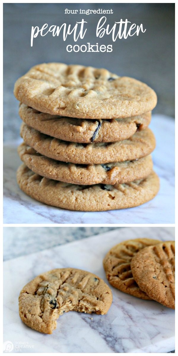 4 Ingredient Peanut Butter Cookies photo collage