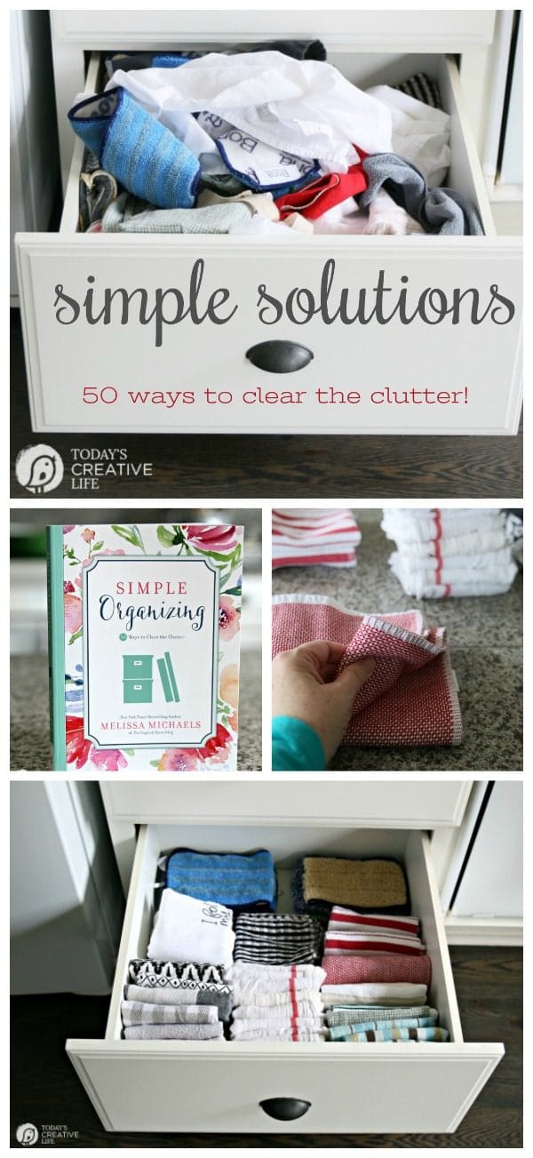 Simple Organizing Solutions for Kitchen Linens | Organizing kitchen drawers | Simple organizing ideas for your kitchen | TodaysCreativeLife.com