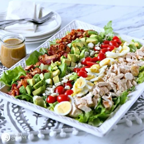 Cobb Salad Recipe | Easy to make Cobb Salad | Chicken, Hard Boiled Eggs, Tomatoes, Bleu Cheese, Avocado, Bacon and Lettuce | Easy Fresh Dinner Ideas | TodaysCreativeLife.com