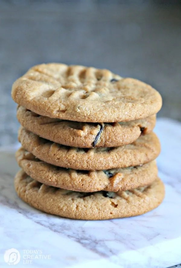 stack of 4 Ingredient Peanut Butter Cookies