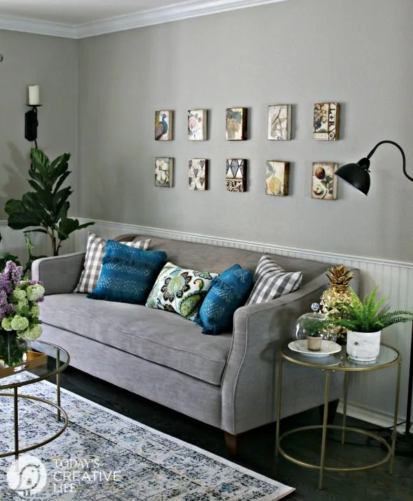 Living Room Ideas on a Budget | inexpensive budget friendly decorating ideas | Easy decorating ideas | Tables for living room | Adding color to your decor | TodaysCreativeLIfe.com