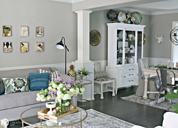 Living Room Ideas on a Budget | inexpensive budget friendly decorating ideas | Easy decorating ideas | Tables for living room | Adding color to your decor | TodaysCreativeLIfe.com